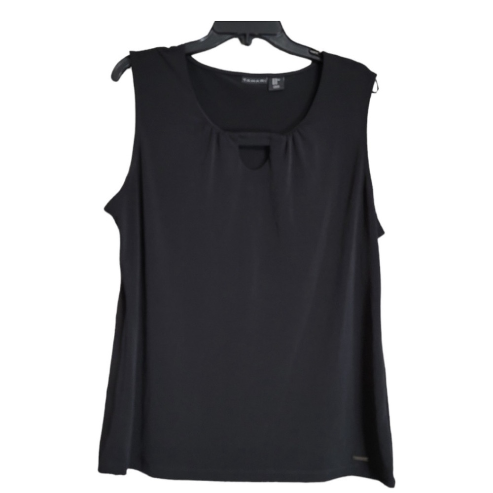 TAHARI Black Sleeveless Keyhole Front Top Size Large